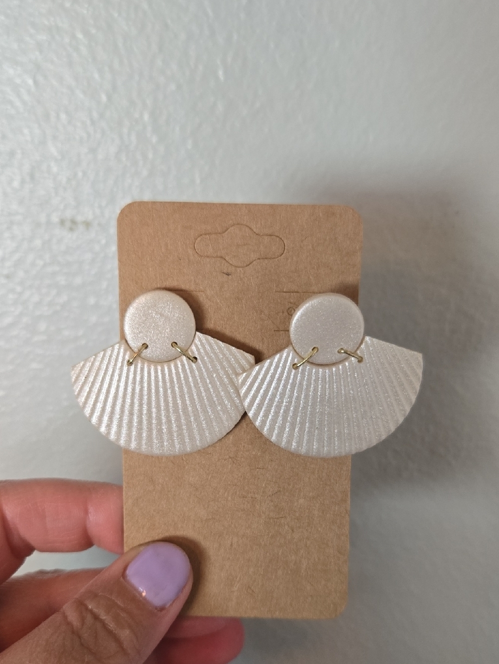 White Shell Clay Earrings